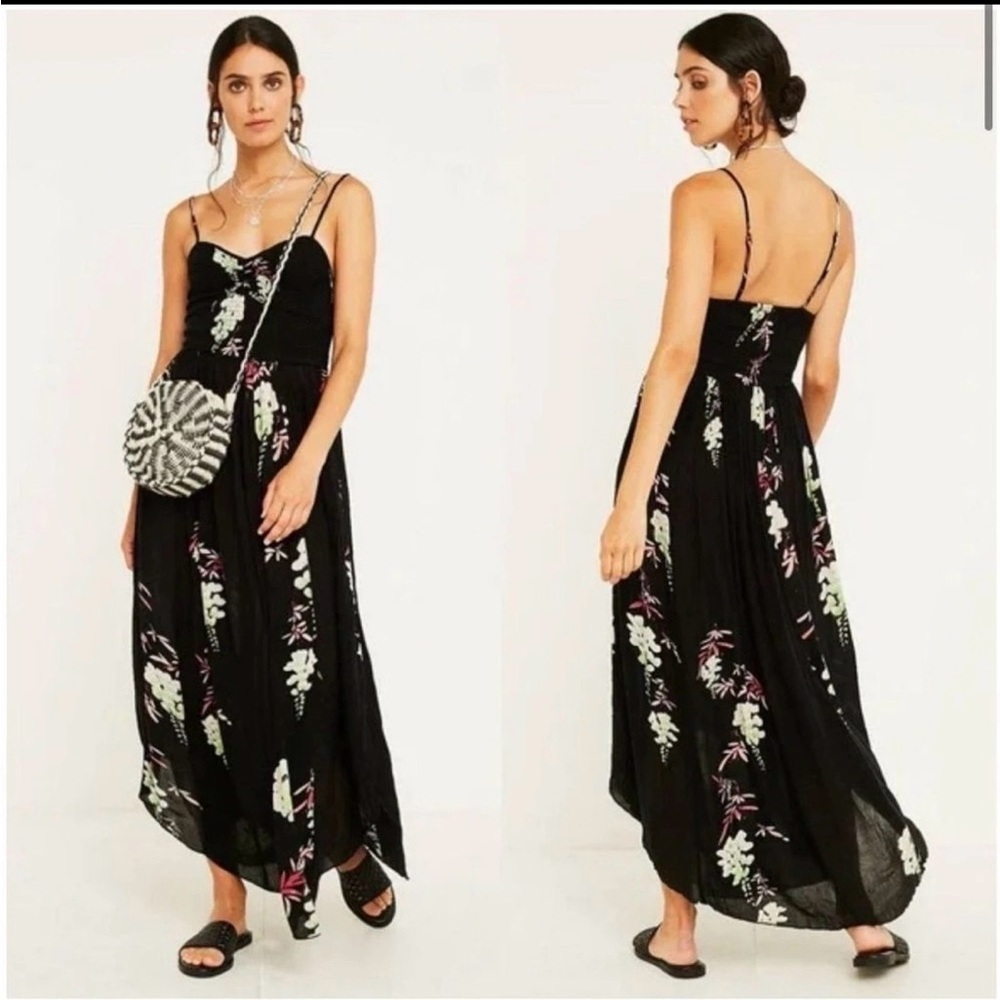 Free People Intimately Black Floral Maxi Dress Small